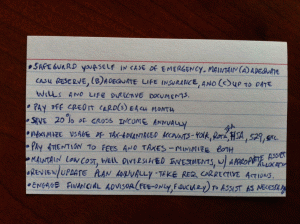 Financial Advice - Index Card